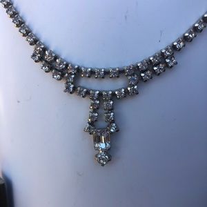 Vtg Cocktail Rhinestone Diamond Diamanté Necklace